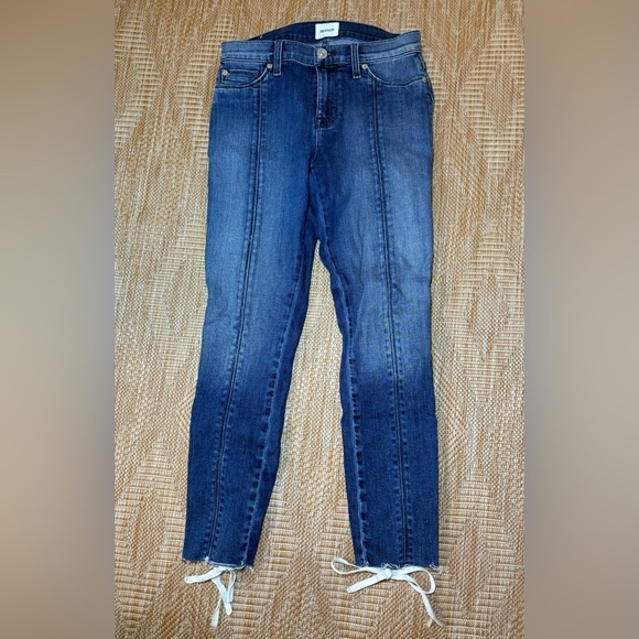Hudson Jeans Denim - Hudson Nico Raw Hem Lace-Up Super Skinny Dark Wash Denim Jeans, Size 26